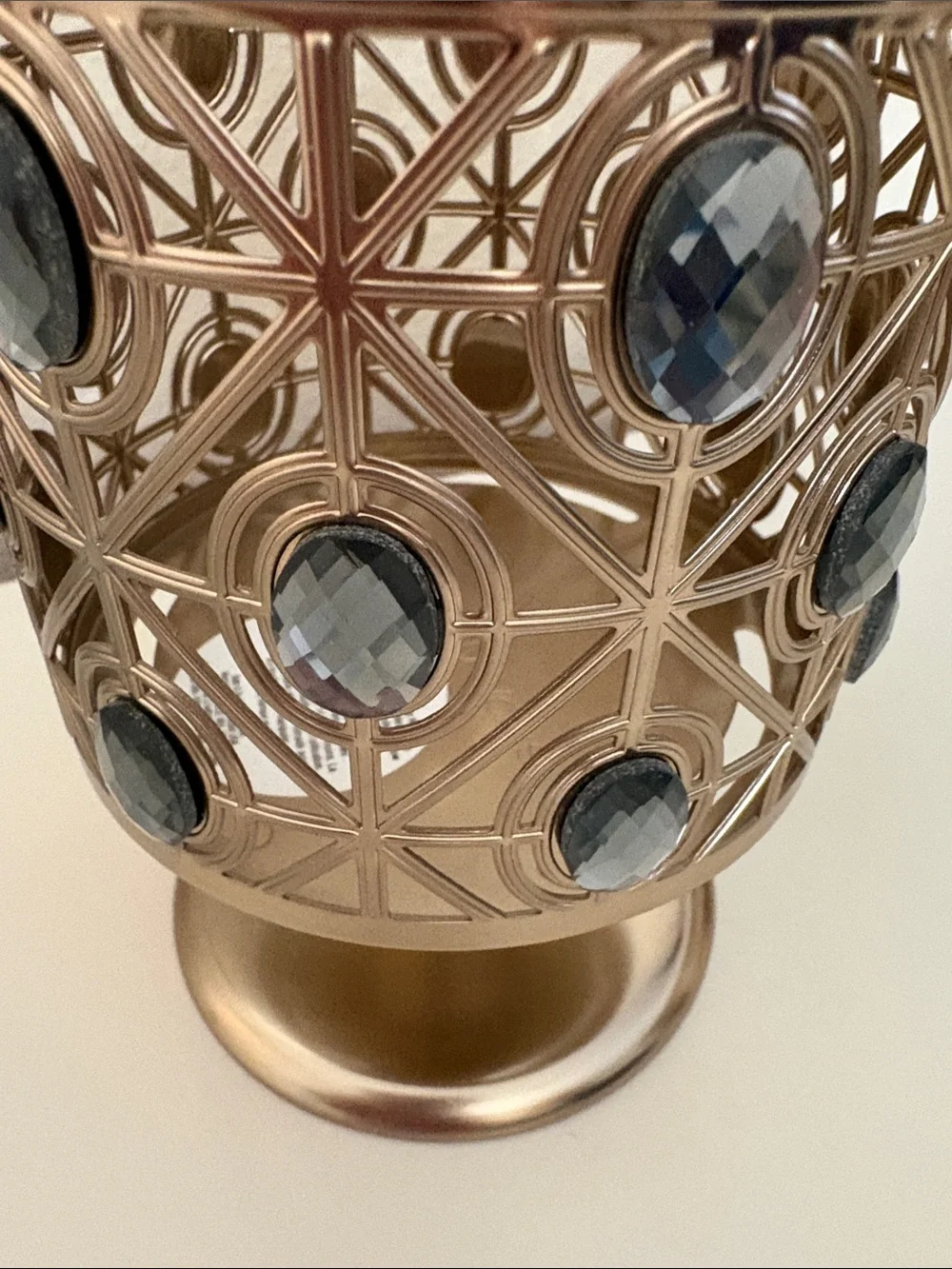 Bath & Body Works brass-gold candle holder with stunning crystal accents!